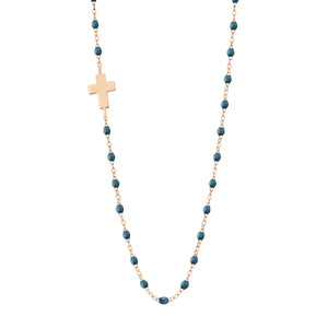 Gigi Clozeau - Collier céleste Croix de côté, or rose, 42 cm