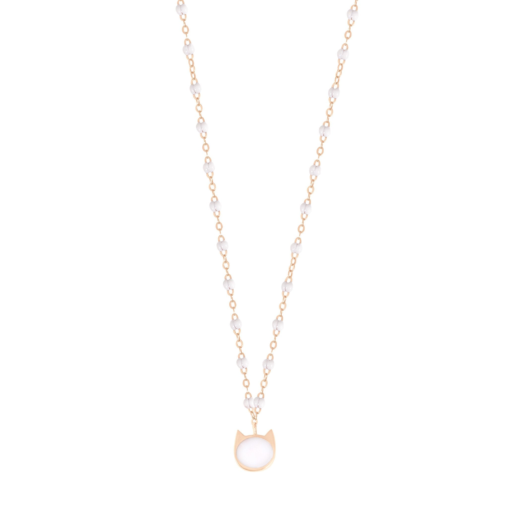 Gigi Clozeau - Collier Chat résine blanche, or rose
