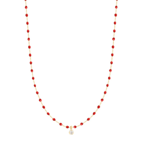 Gigi Clozeau - Collier coquelicot Mini Gigi, or jaune, 1 diamant, 40 cm