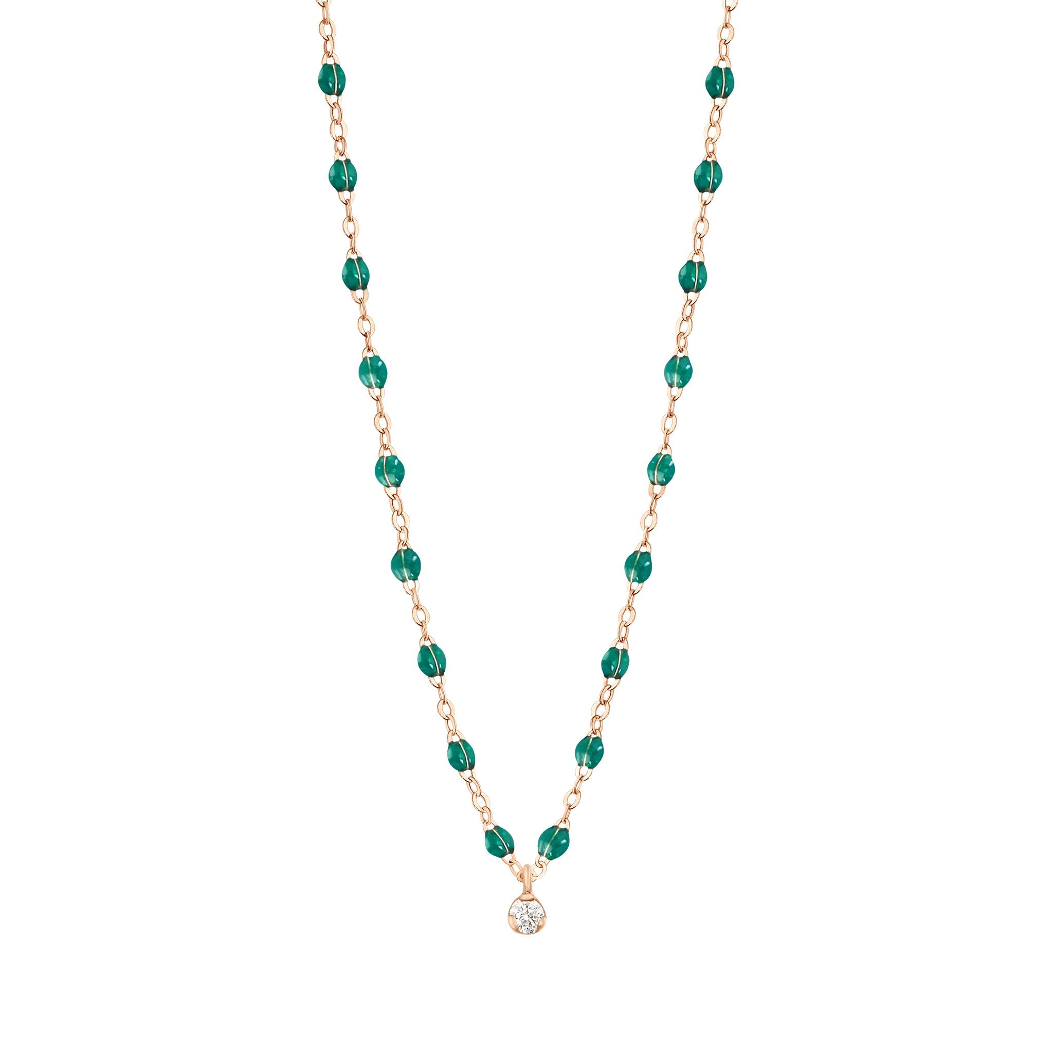 Gigi Clozeau - Collier émeraude Gigi Suprême, or rose, 1 diamant, 42 cm