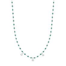 Gigi Clozeau - Collier émeraude Mini Gigi, or blanc, 3 diamants, 42 cm
