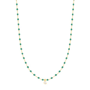 Gigi Clozeau - Collier émeraude Mini Gigi, or jaune, 1 diamant, 40 cm