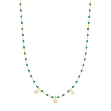 Gigi Clozeau - Collier émeraude Mini Gigi, or jaune, 3 diamants, 42 cm