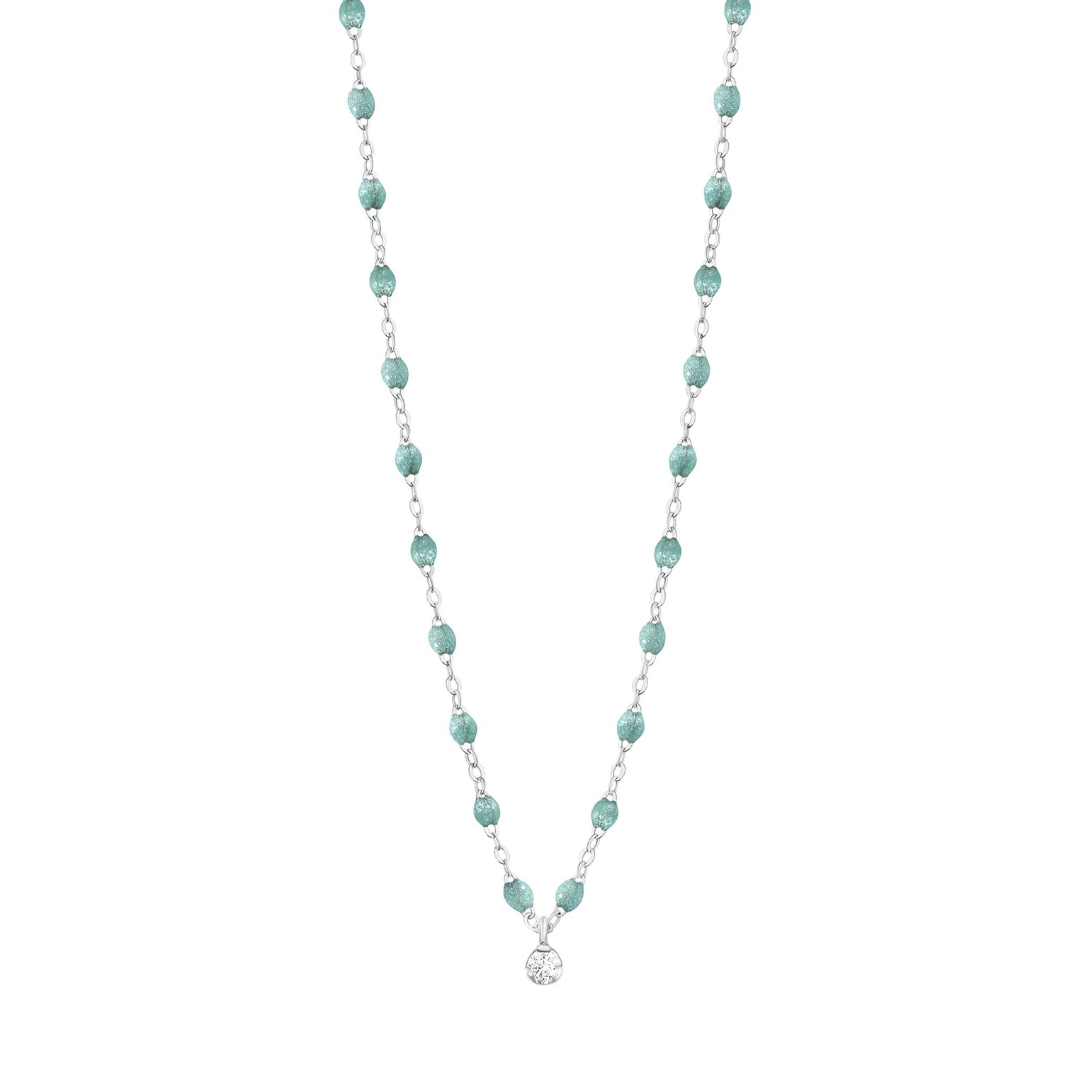 Gigi Clozeau - Collier glacier Gigi Suprême, or blanc, 1 diamant, 42 cm