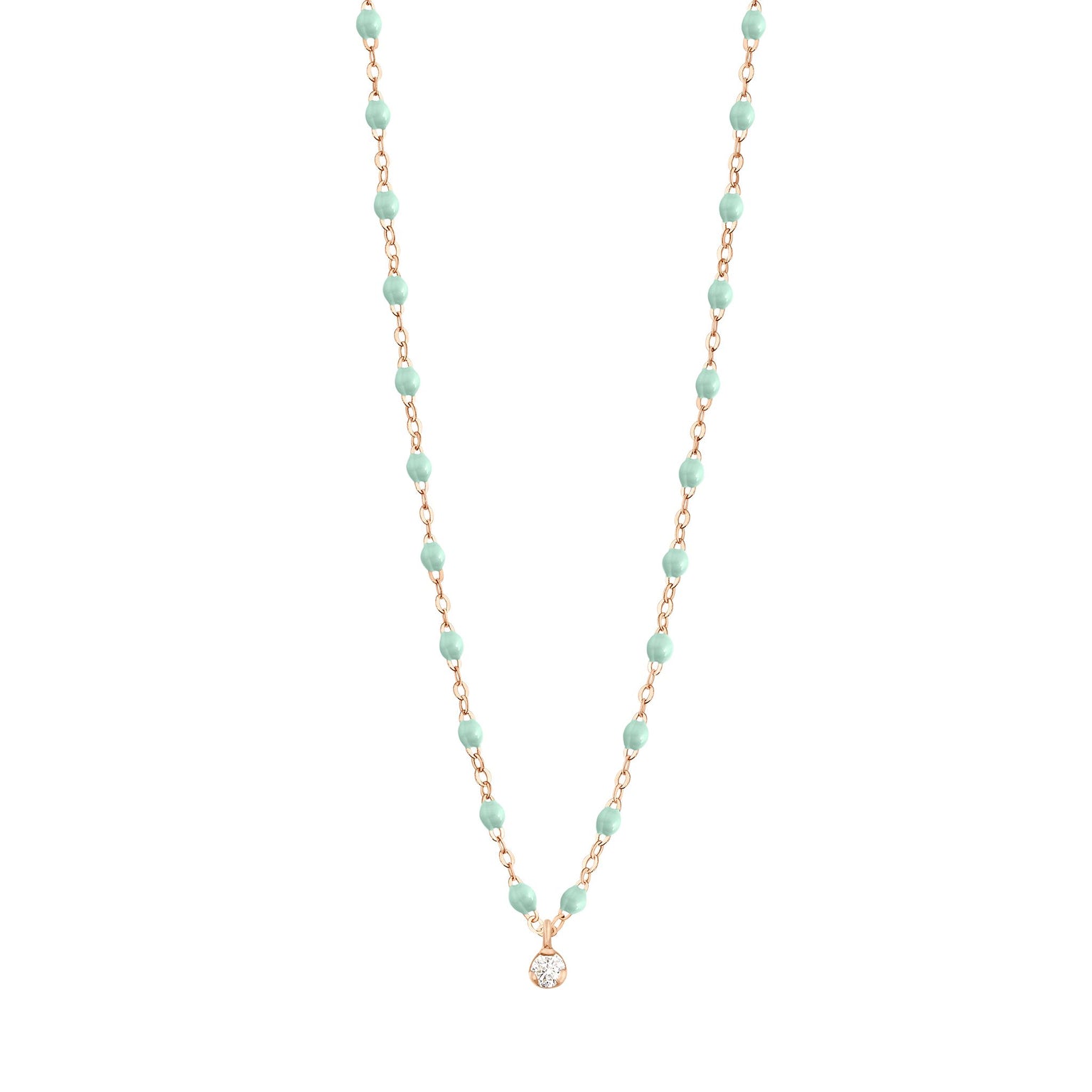 Gigi Clozeau - Collier jade Gigi Suprême, or rose, 1 diamant, 42 cm