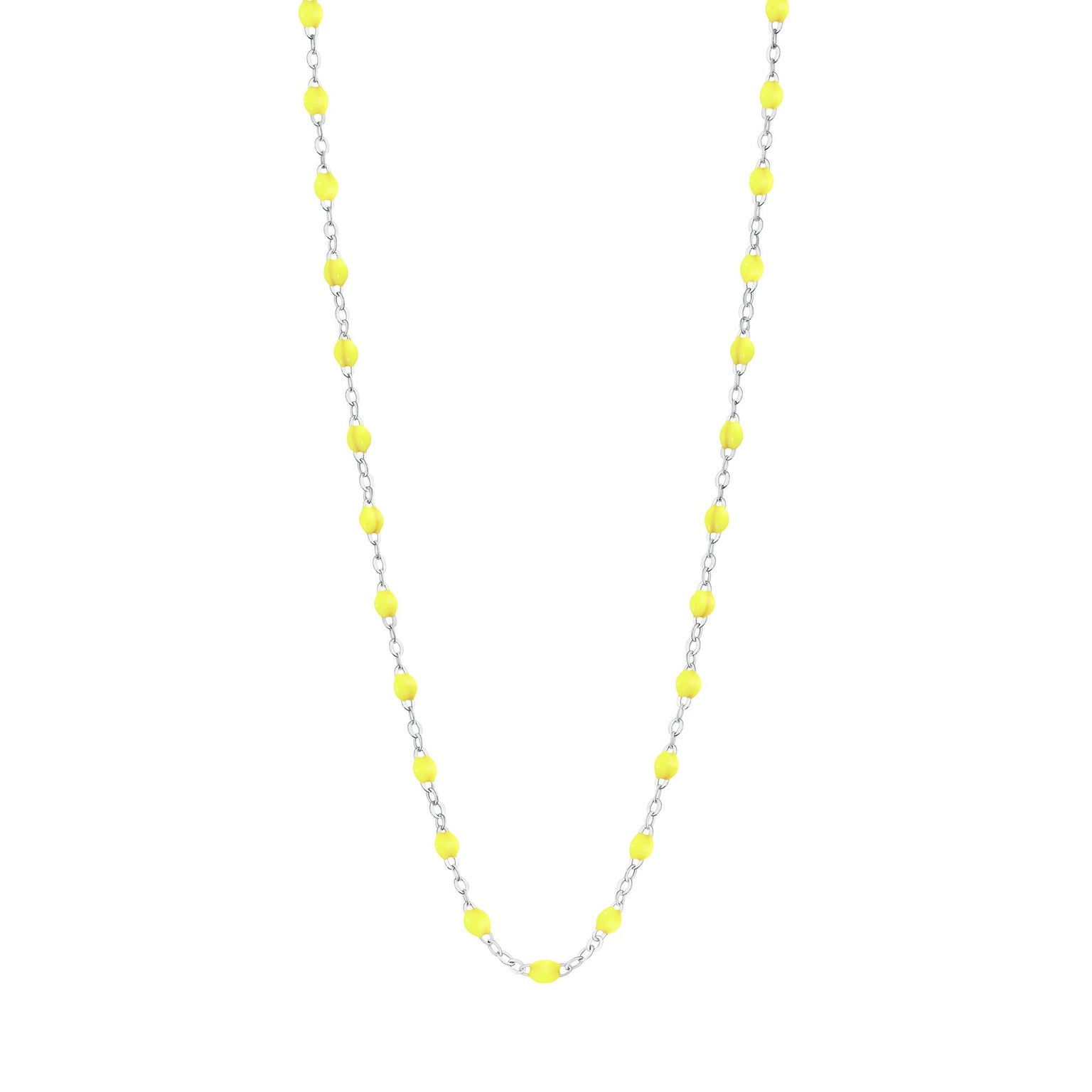 Gigi Clozeau - Collier jaune fluo Classique Gigi, or blanc, 42 cm