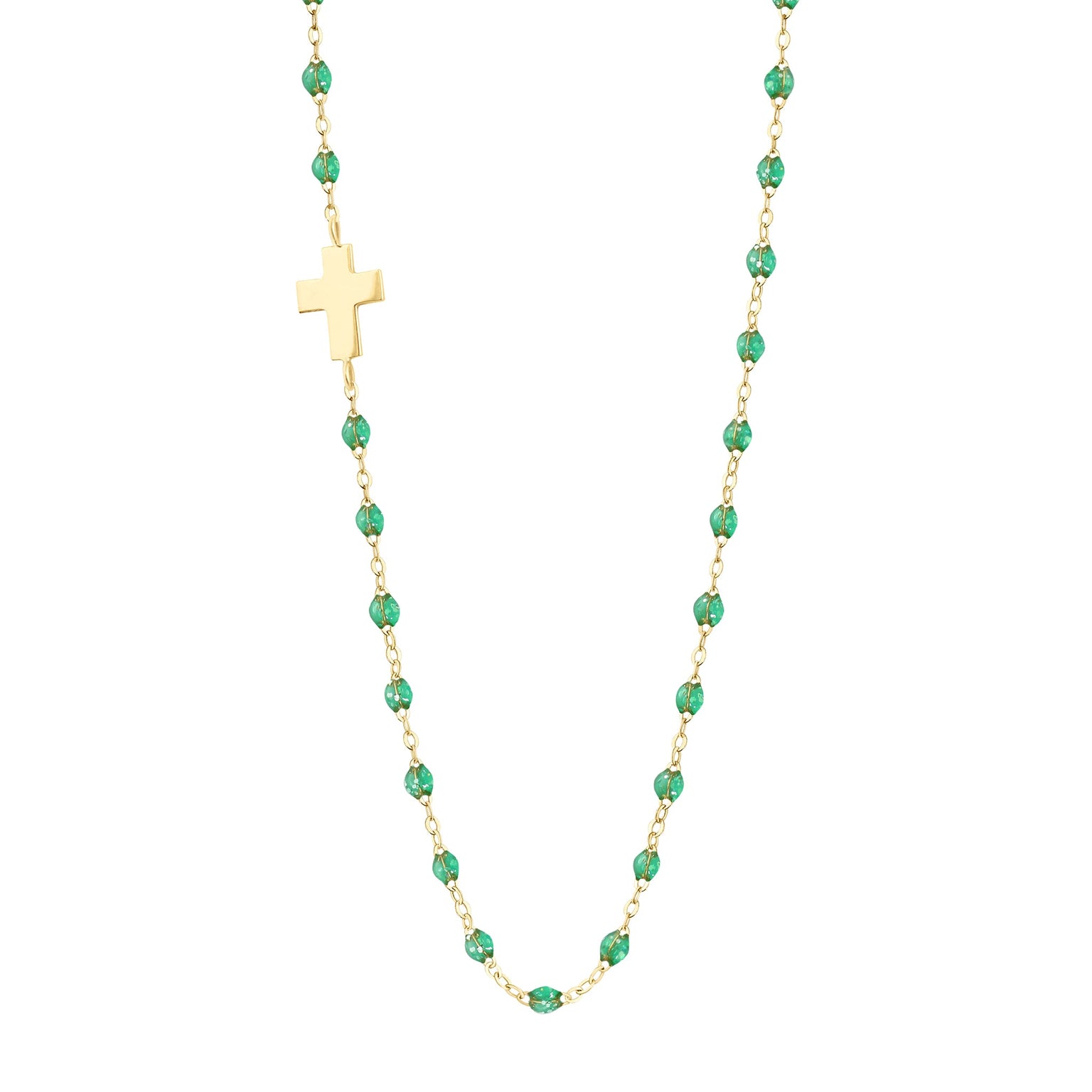 Gigi Clozeau - Collier menthe Croix de côté, or jaune, 42 cm