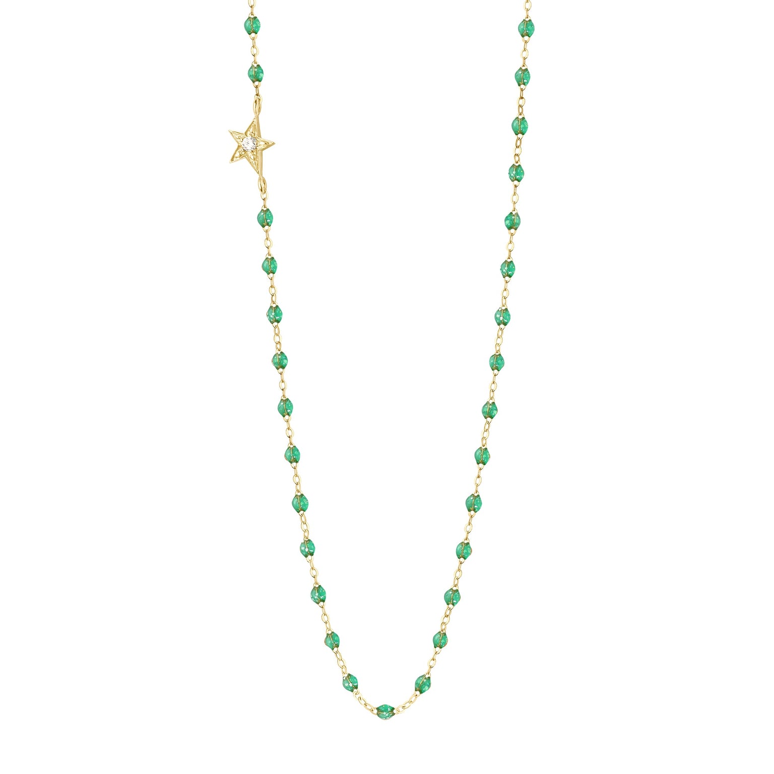 Gigi Clozeau - Collier menthe Etoile, diamant, or jaune, 42 cm