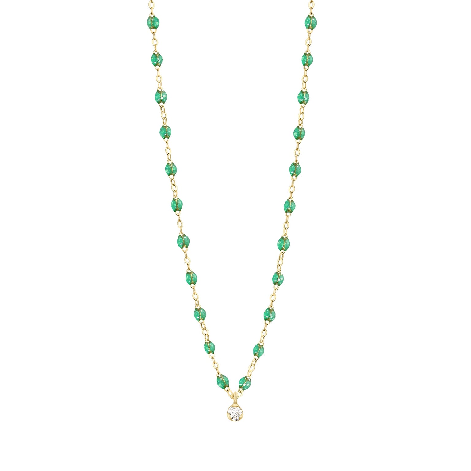 Gigi Clozeau - Collier menthe Gigi Suprême, or jaune, 1 diamant, 42 cm