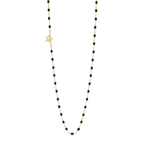 Gigi Clozeau - Collier noir Etoile, diamant, or jaune, 42 cm