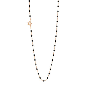 Gigi Clozeau - Collier noir Etoile, diamant, or rose, 42 cm
