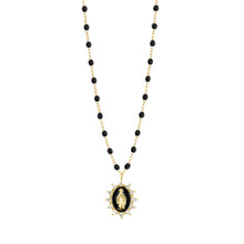 Gigi Clozeau - Collier noir Madone Suprême diamants, or jaune, 50 cm