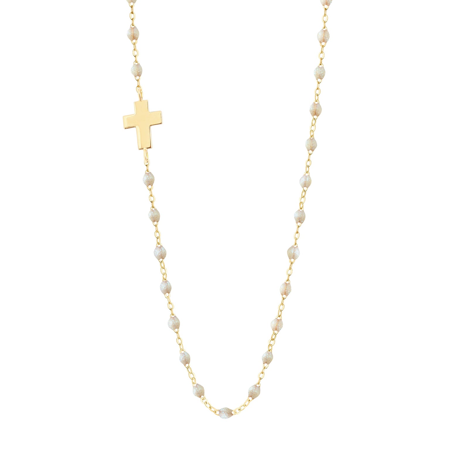 Gigi Clozeau - Collier opale Croix de côté, or jaune, 42 cm