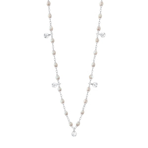 Gigi Clozeau - Collier opale Gigi Suprême, or blanc, 5 diamants, 45 cm