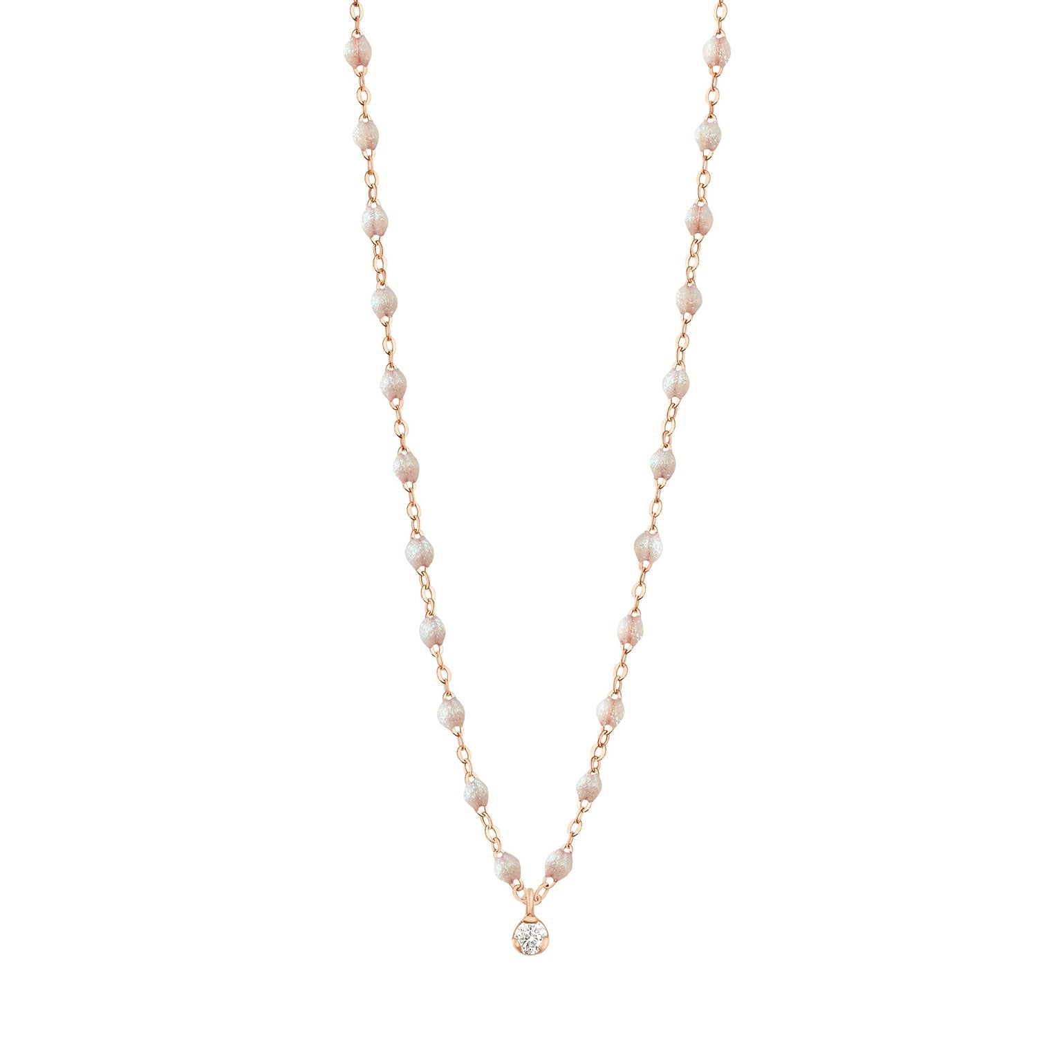 Gigi Clozeau - Collier opale Gigi Suprême, or rose, 1 diamant, 42 cm
