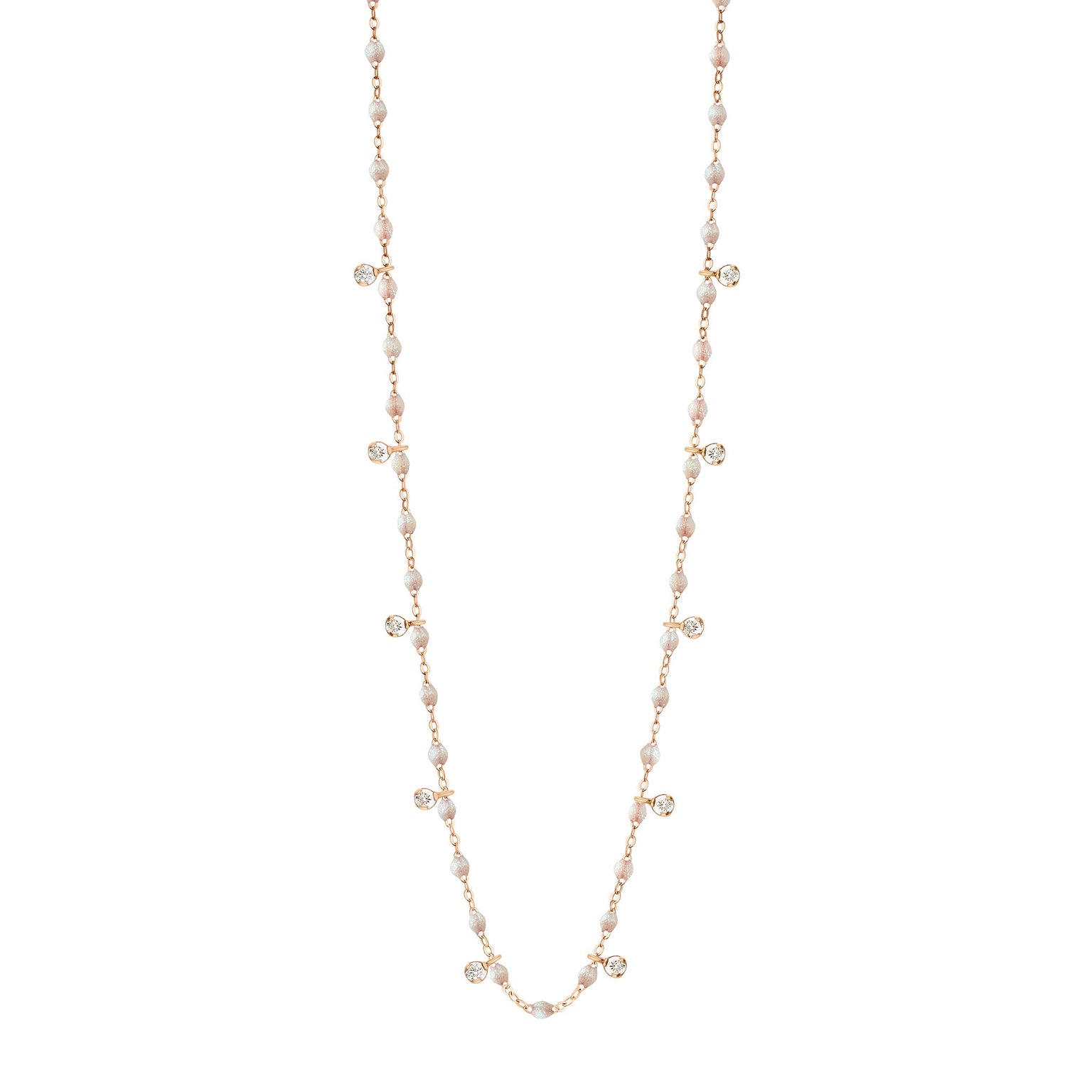 Gigi Clozeau - Collier opale Gigi Suprême, or rose, 10 diamants, 60 cm