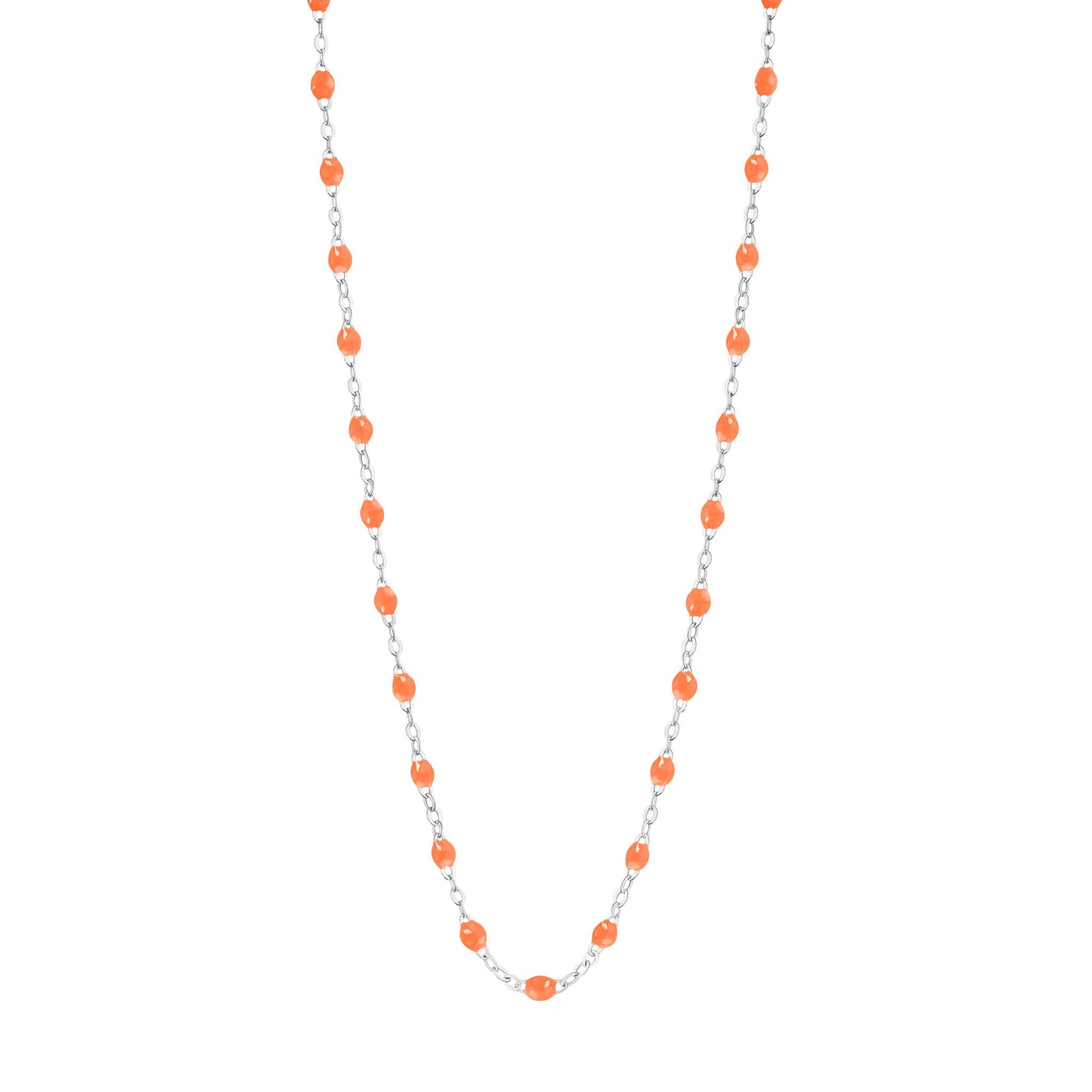 Gigi Clozeau - Collier orange fluo Classique Gigi, or blanc, 42 cm