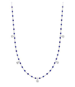 Gigi Clozeau - Collier prusse Mini Gigi, or blanc, 5 diamants, 55 cm