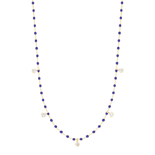 Gigi Clozeau - Collier prusse Mini Gigi, or jaune, 5 diamants, 55 cm