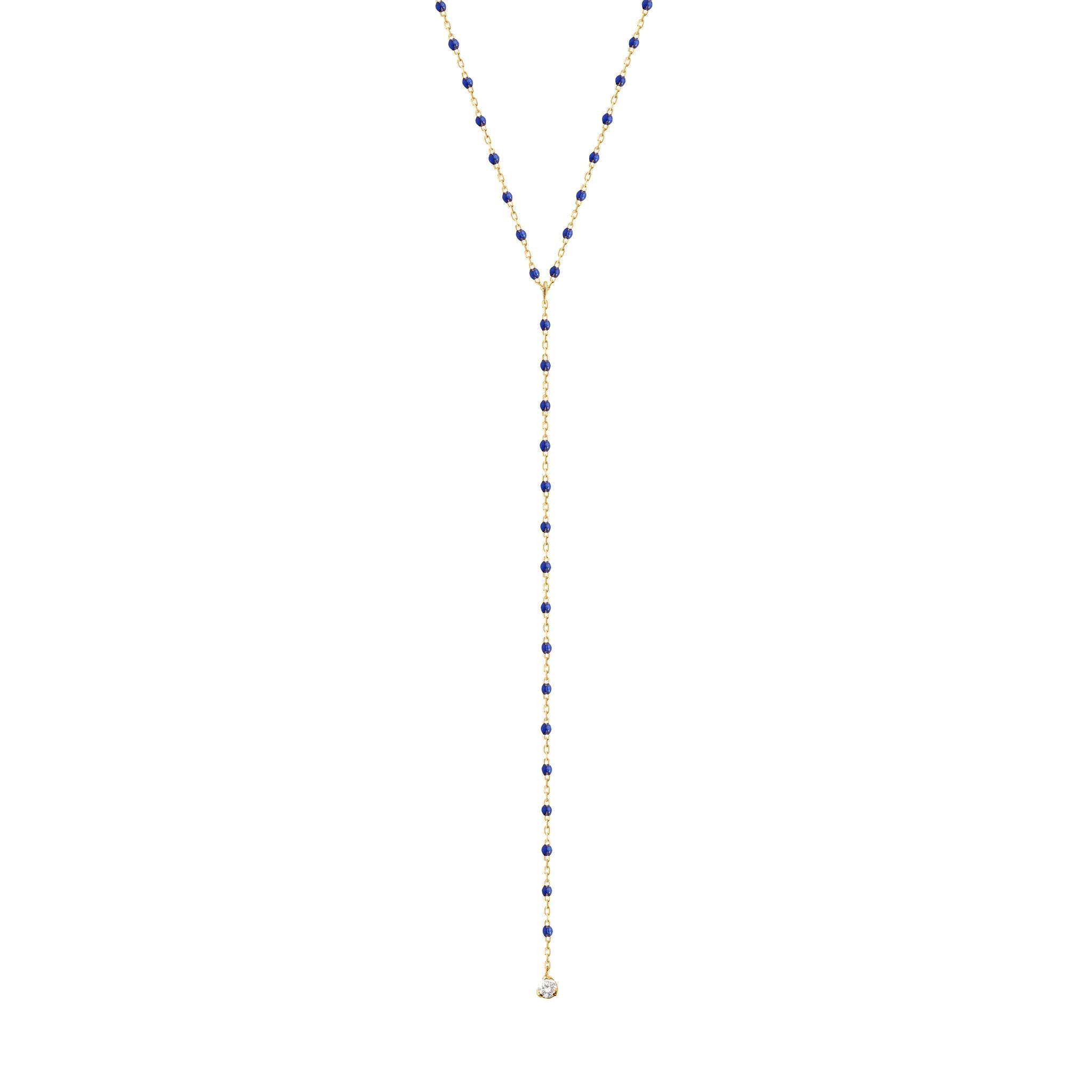 Gigi Clozeau - Collier prusse Mini Gigi party Y, or jaune, 1 diamant, 50 cm