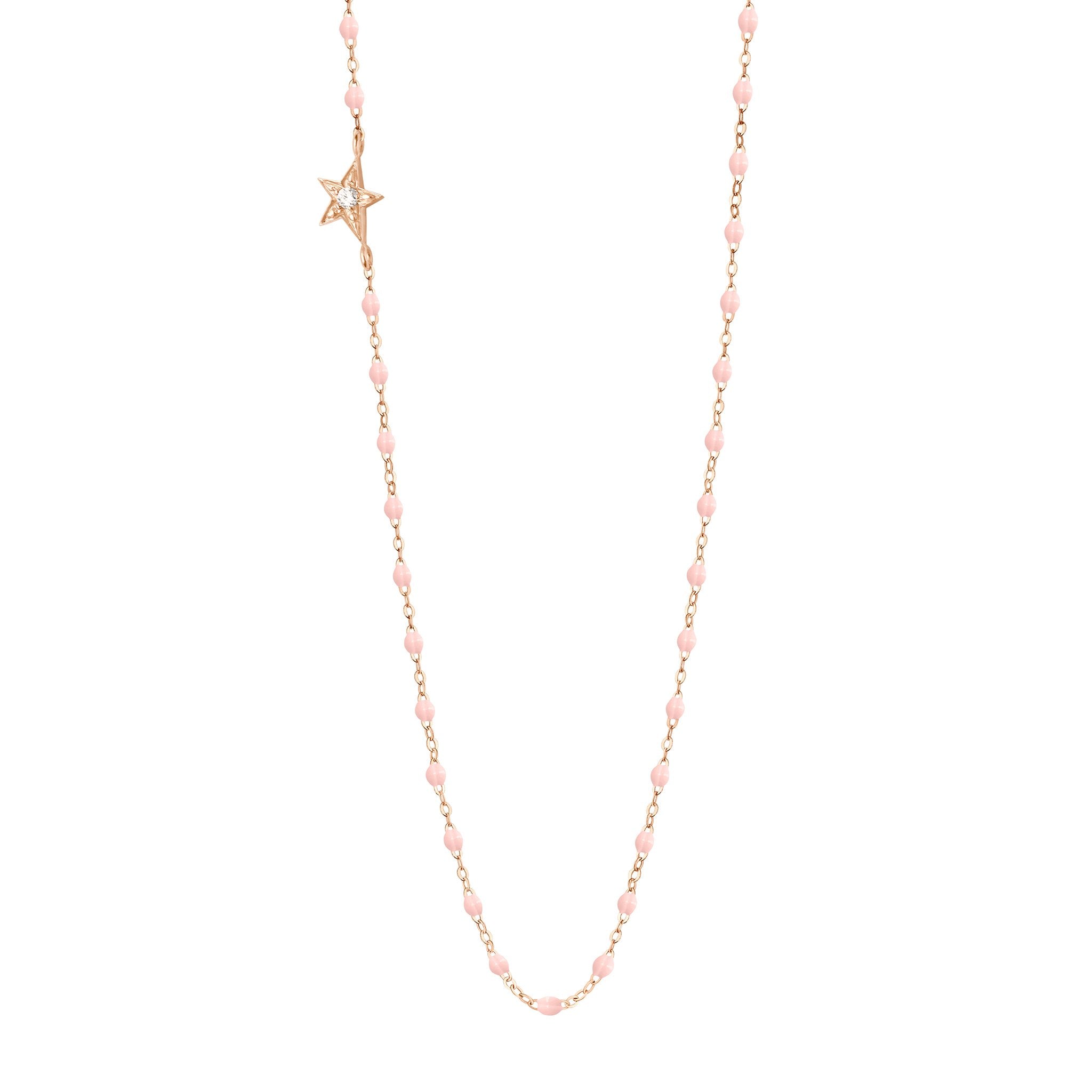 Gigi Clozeau - Collier rose bébé Etoile, diamant, or rose, 42 cm