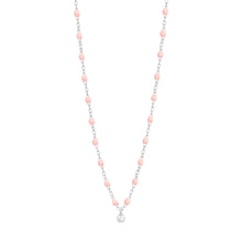 Gigi Clozeau - Collier rose bébé Gigi Suprême, or blanc, 1 diamant, 42 cm