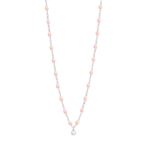 Gigi Clozeau - Collier rose bébé Gigi Suprême, or blanc, 1 diamant, 42 cm
