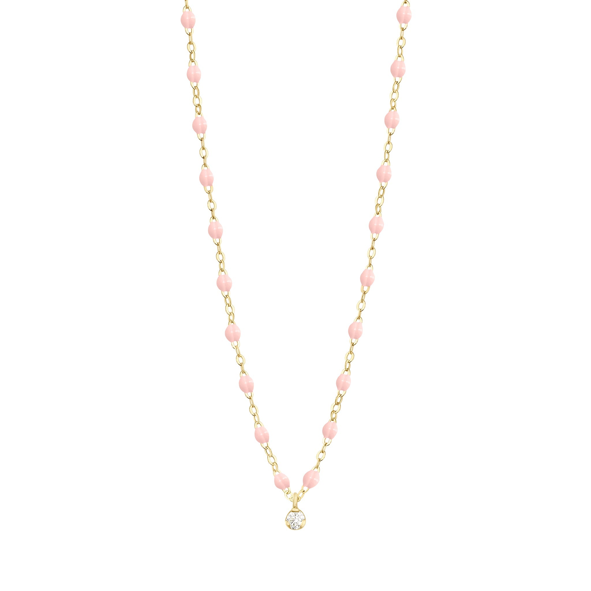 Gigi Clozeau - Collier rose bébé Gigi Suprême, or jaune, 1 diamant, 42 cm