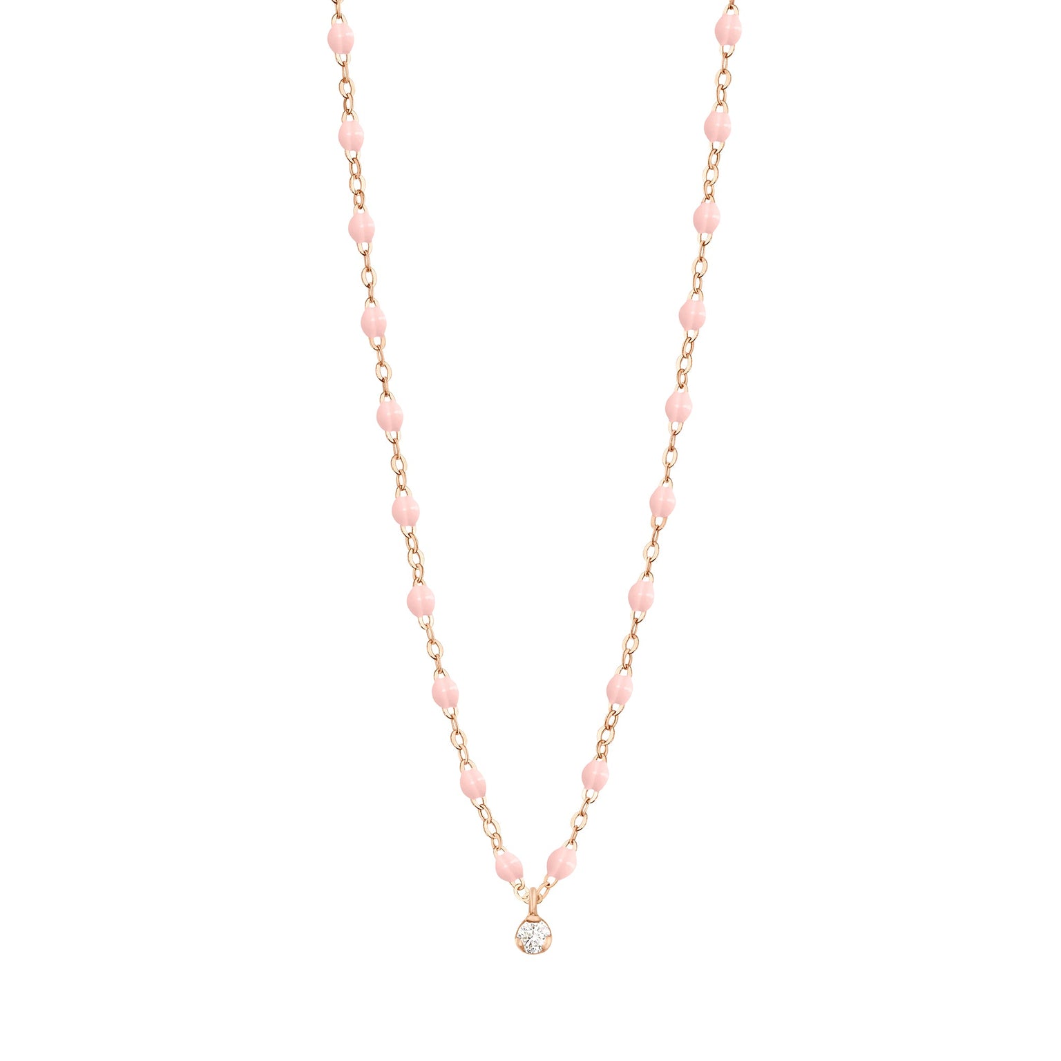 Gigi Clozeau - Collier rose bébé Gigi Suprême, or rose, 1 diamant, 42 cm