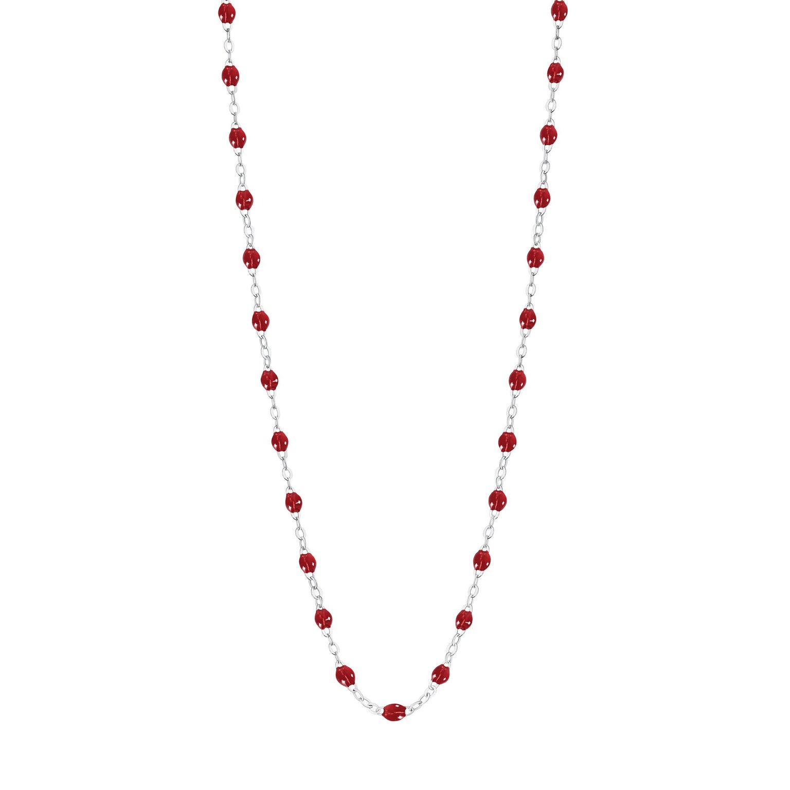 Gigi Clozeau - Collier rouge Classique Gigi, or blanc, 42 cm