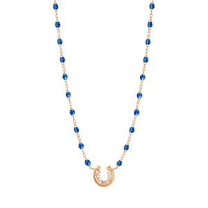 Gigi Clozeau - Collier saphir Fer à cheval, diamants, or rose, 42 cm