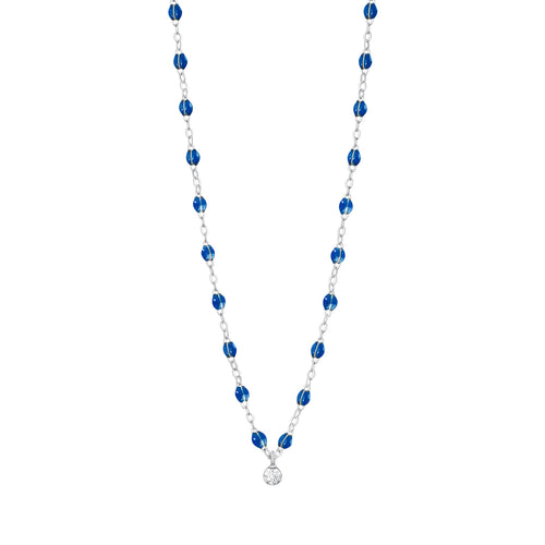 Gigi Clozeau - Collier saphir Gigi Suprême, or blanc, 1 diamant, 42 cm