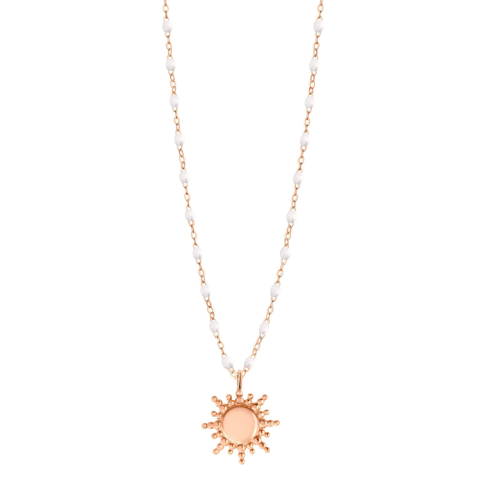 Gigi Clozeau - Collier Soleil blanc, or rose, 42 cm