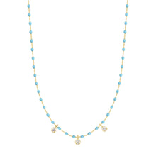 Gigi Clozeau - Collier turquoise Mini Gigi, or jaune, 3 diamants, 42 cm