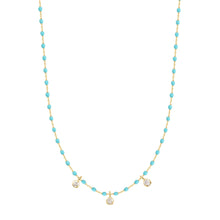 Gigi Clozeau - Collier turquoise vert Mini Gigi, or jaune, 3 diamants, 42 cm