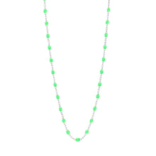 Gigi Clozeau - Collier vert fluo Classique Gigi, or blanc, 42 cm