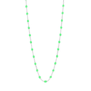 Gigi Clozeau - Collier vert fluo Classique Gigi, or blanc, 42 cm