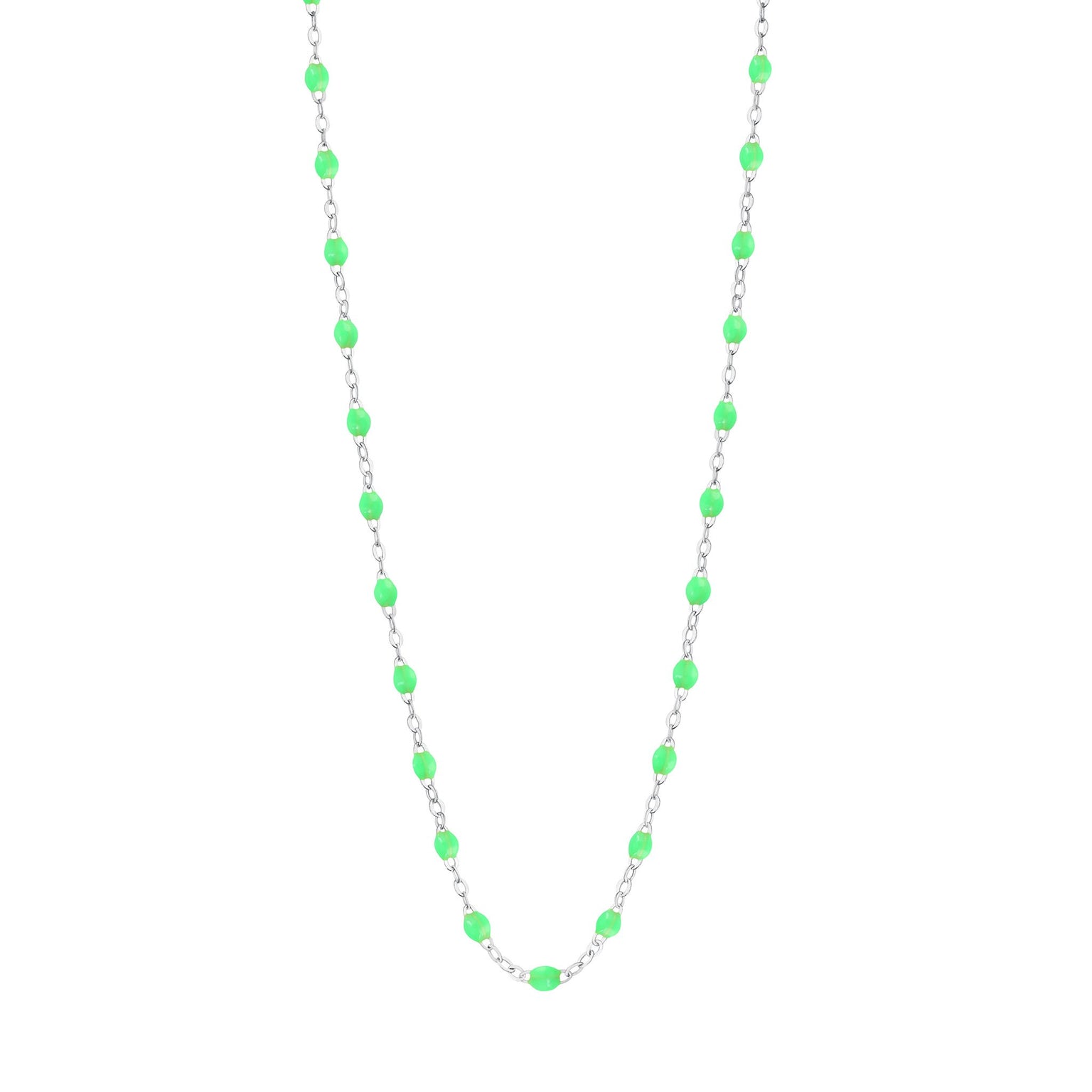 Gigi Clozeau - Collier vert fluo Classique Gigi, or blanc, 42 cm