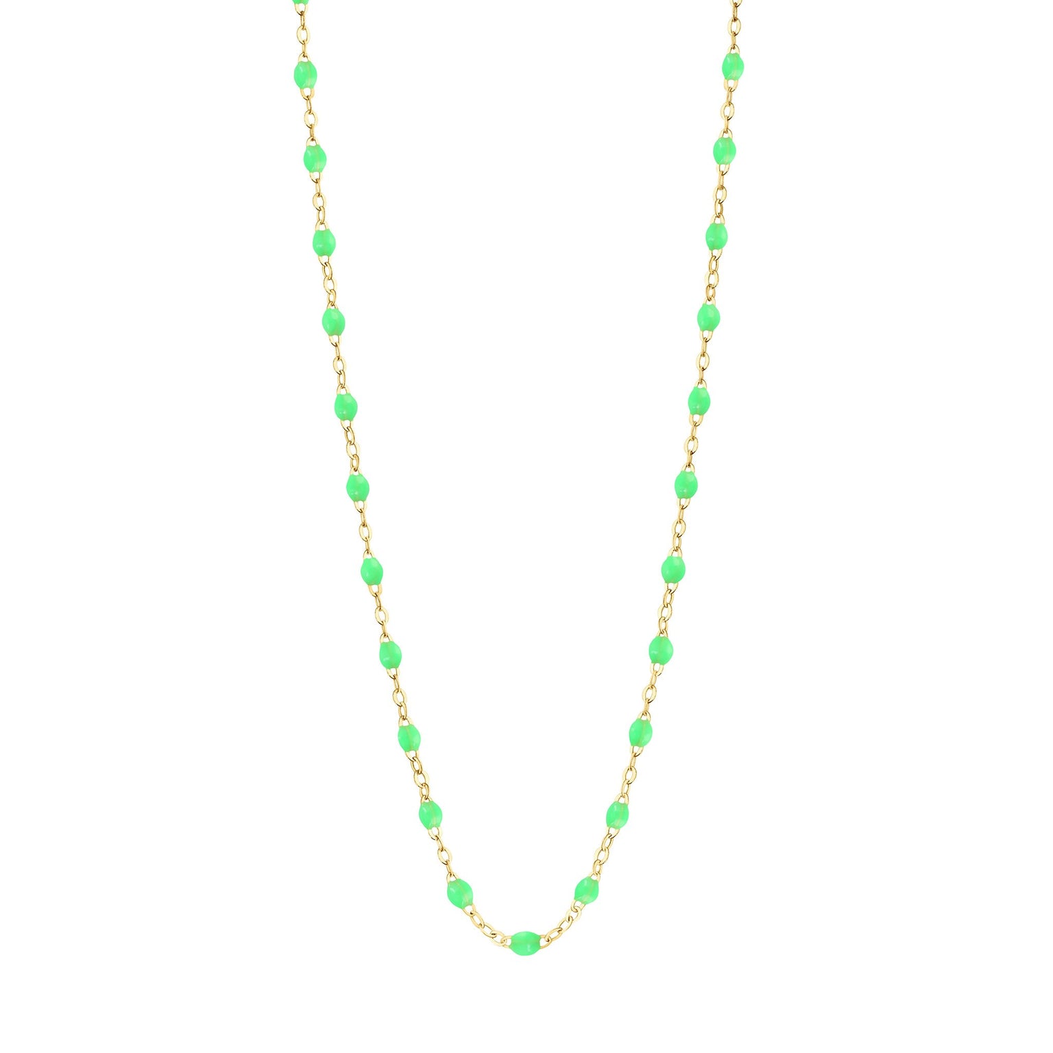Gigi Clozeau - Collier vert fluo Classique Gigi, or jaune, 45 cm