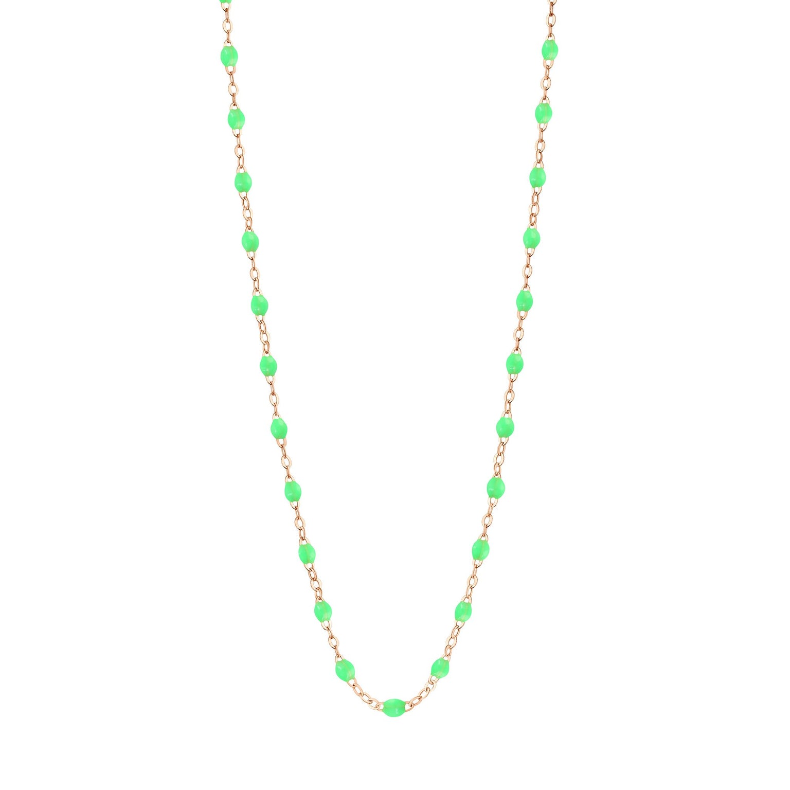 Gigi Clozeau - Collier vert fluo Classique Gigi, or rose, 42 cm