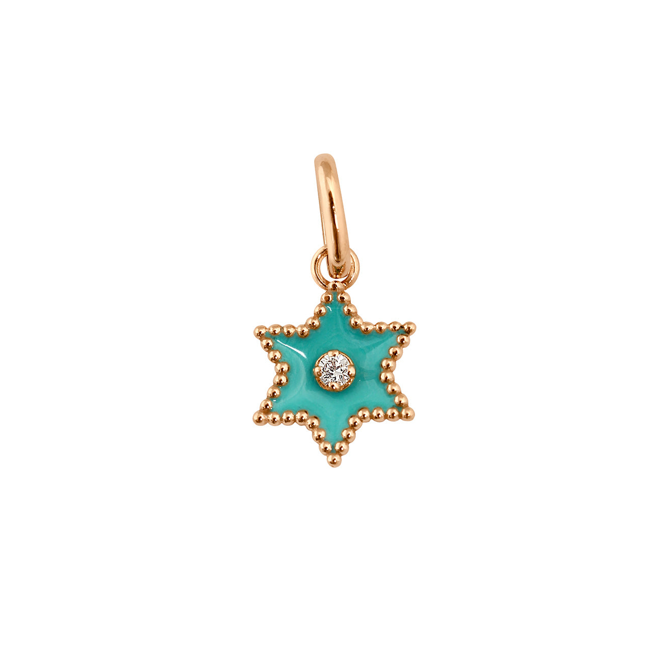 Gigi Clozeau - Pendentif Etoile Star résine turquoise vert, diamant, or rose