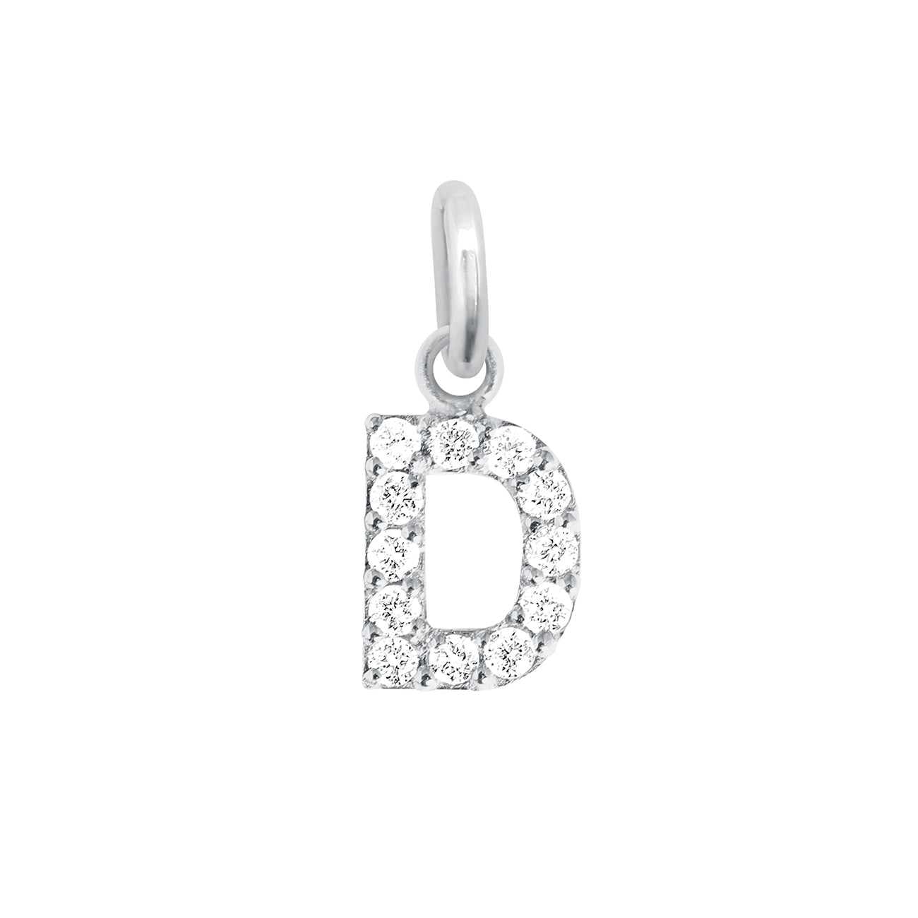 Gigi Clozeau - Pendentif Lucky Letter D, or blanc, diamants