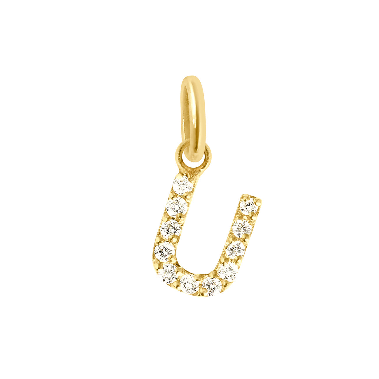 Gigi Clozeau - Pendentif Lucky Letter U, or jaune, diamants