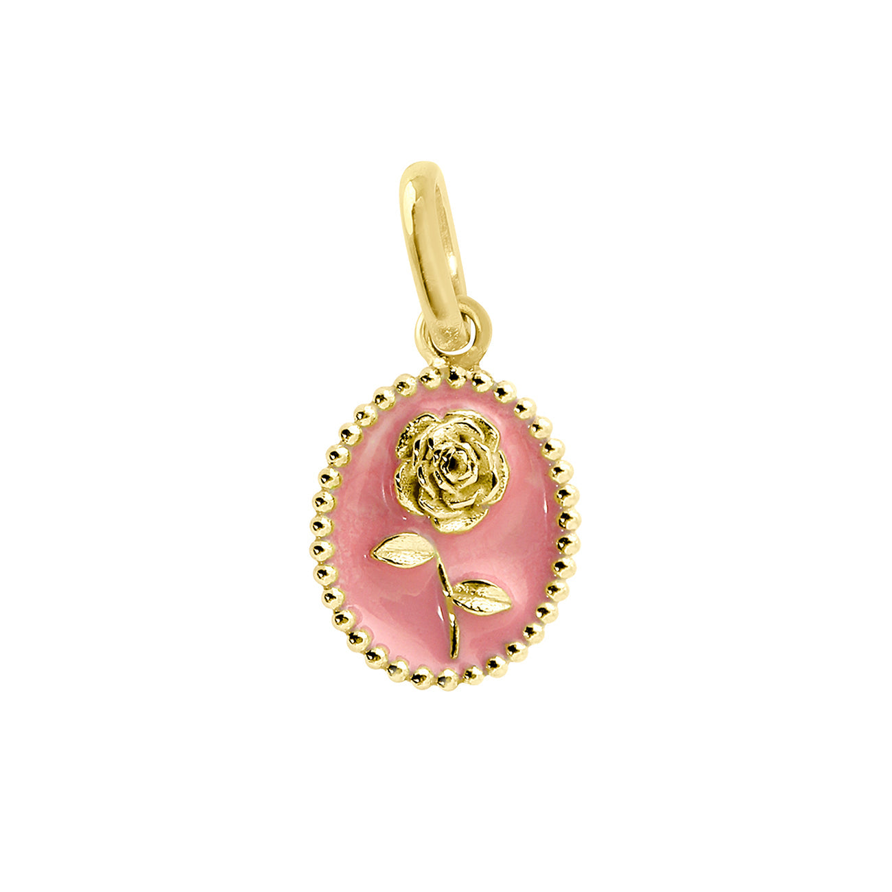 Gigi Clozeau - Pendentif Rose résine fuchsia, or jaune