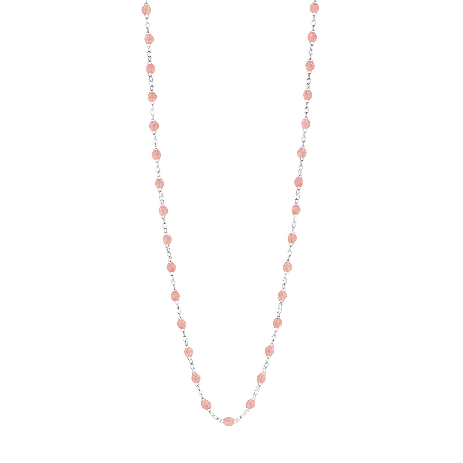 Gigi Clozeau - Sautoir blush Classique Gigi, or blanc, 60 cm