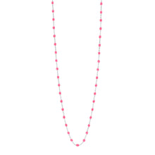 Gigi Clozeau - Sautoir rose fluo Classique Gigi, or blanc, 60 cm