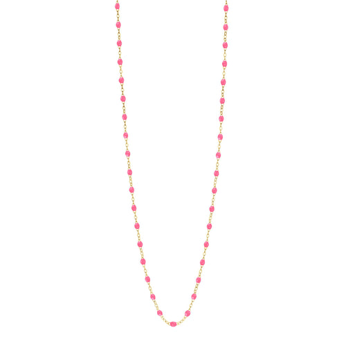 Gigi Clozeau - Sautoir rose fluo Classique Gigi, or jaune, 60 cm