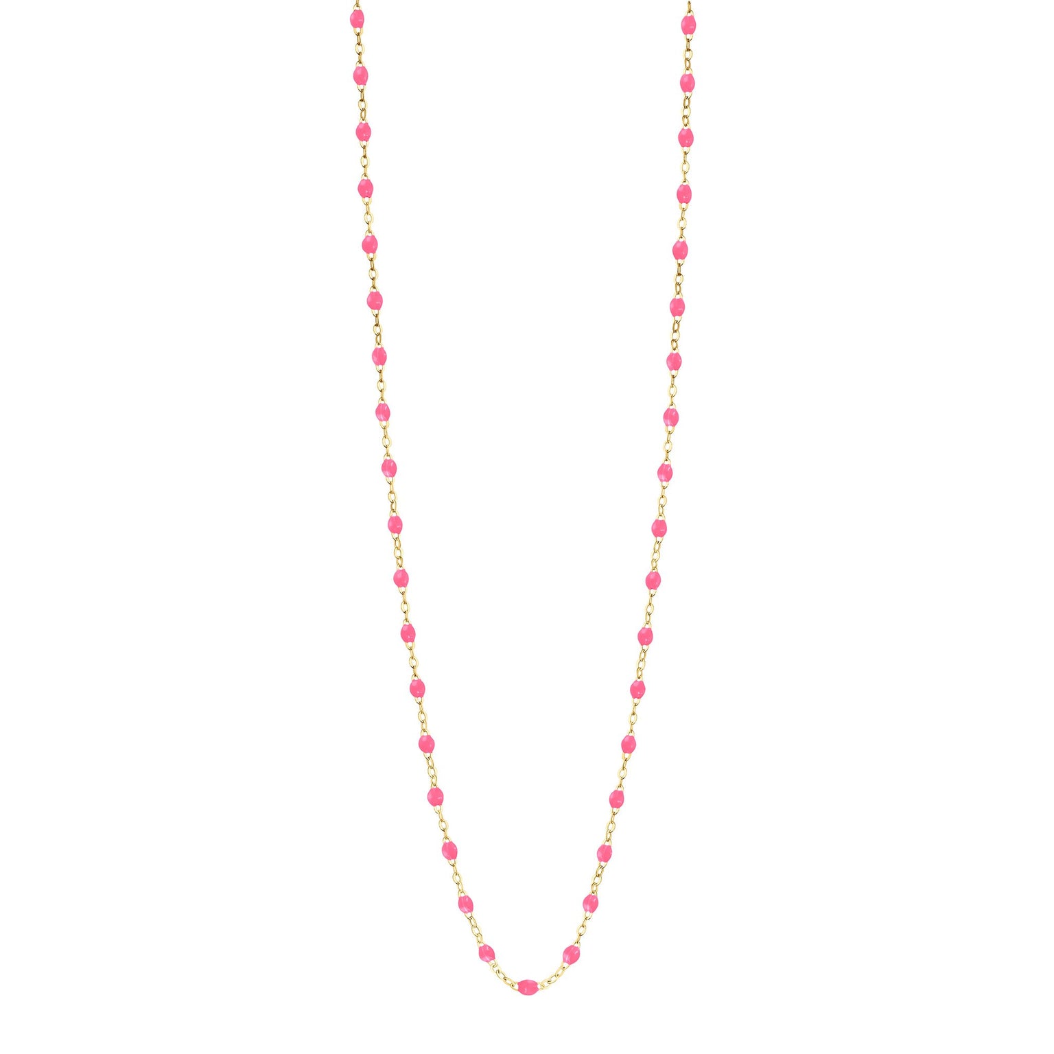 Gigi Clozeau - Sautoir rose fluo Classique Gigi, or jaune, 86 cm