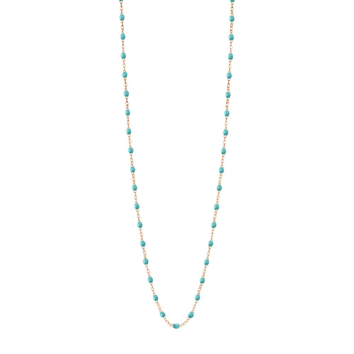 Gigi Clozeau - Sautoir turquoise vert Classique Gigi, or rose, 86 cm