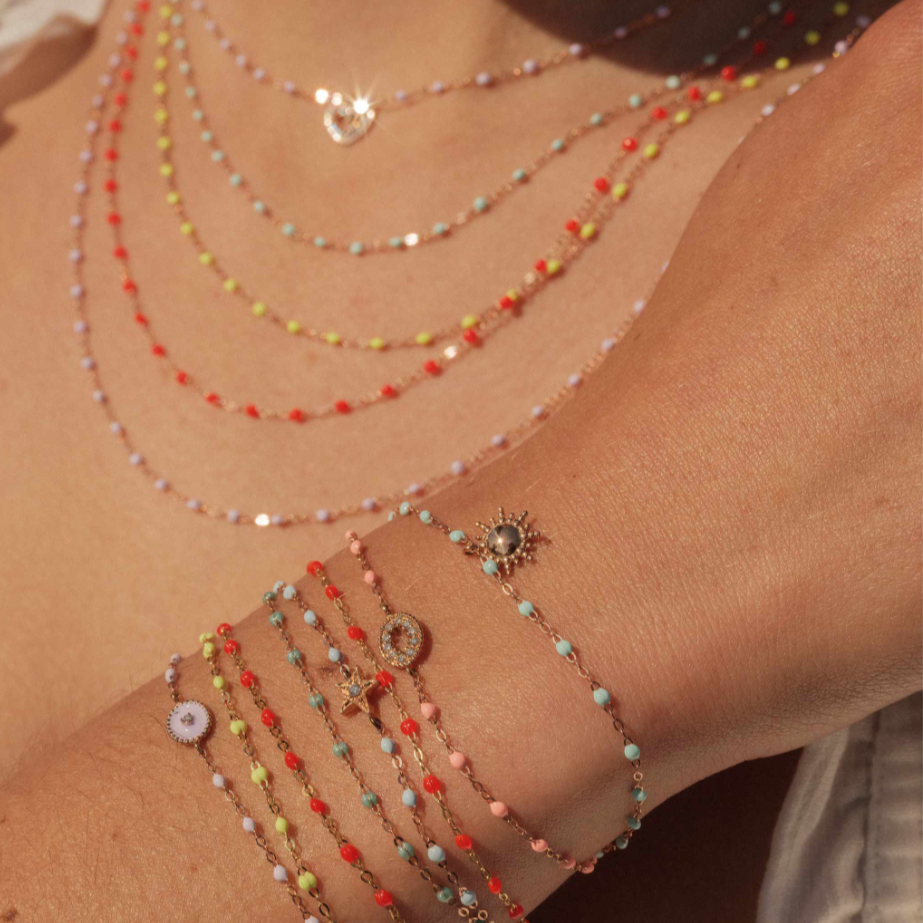 Gigi Clozeau - Bracelet jaune fluo Classique Gigi, or rose, 15 cm